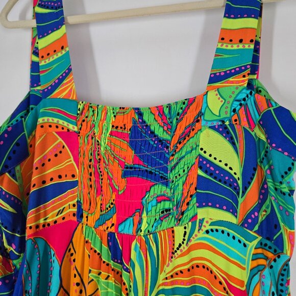 1. State Multicolor Tropical Leaf Print Maxi Dress Women's XL Extra Large NEW - Picture 6 of 10